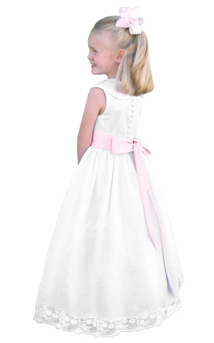 Simple and Chic Natural Satin Sleeveless Flower Girl Dress