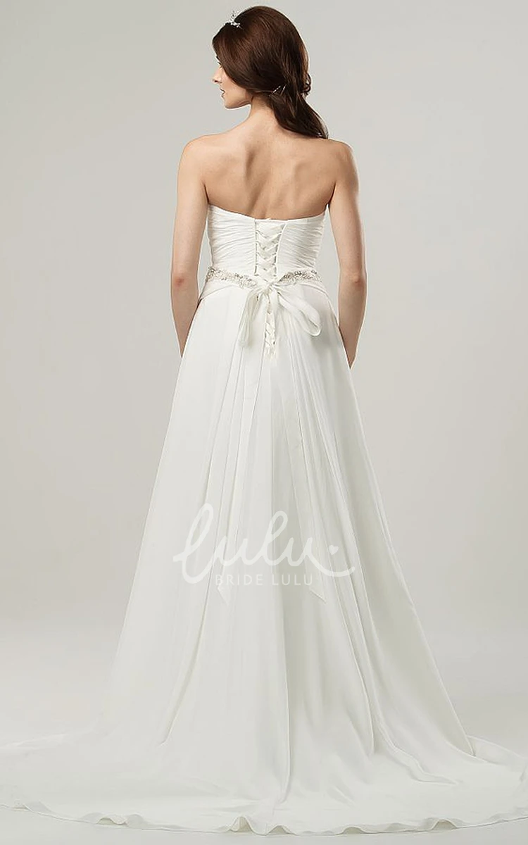 Chiffon Sweetheart Wedding Dress with Criss-Cross and Bow