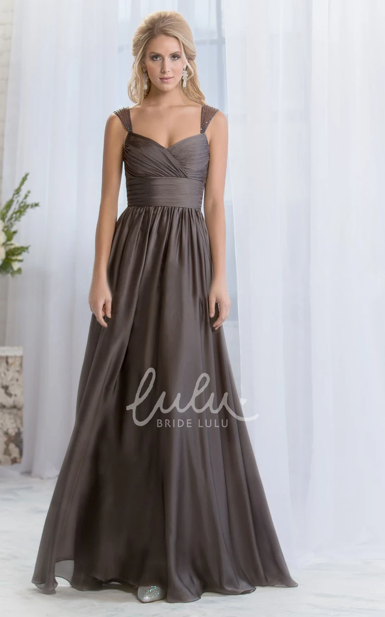 Cap-Sleeved Ruched A-Line Bridesmaid Dress with Beadings Elegant Bridesmaid Dress