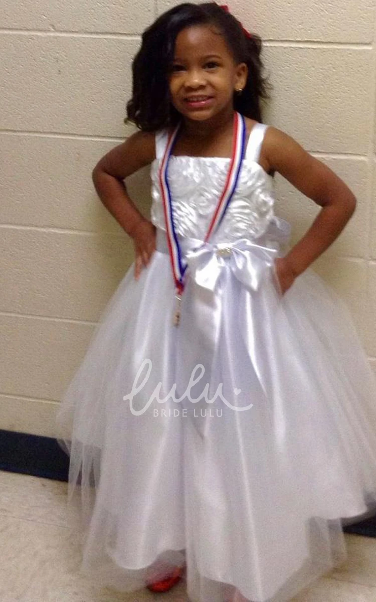 Embroidered Split-Front Satin Flower Girl Dress Tea-Length Unique