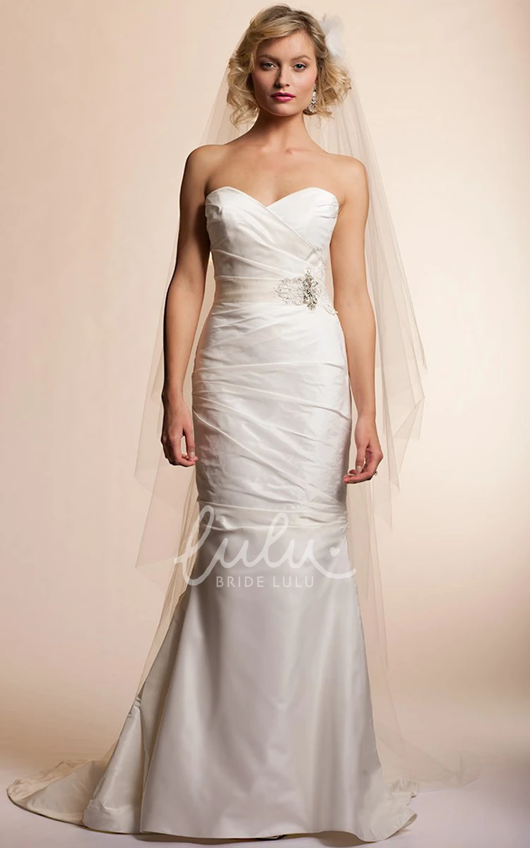 Trumpet Satin Wedding Dress with Sweetheart Neckline Criss Cross Back and Bow Detail Modern Wedding Dress Unique