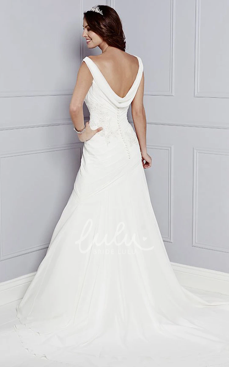 Sleeveless A-Line Wedding Dress with Ruching and Appliques