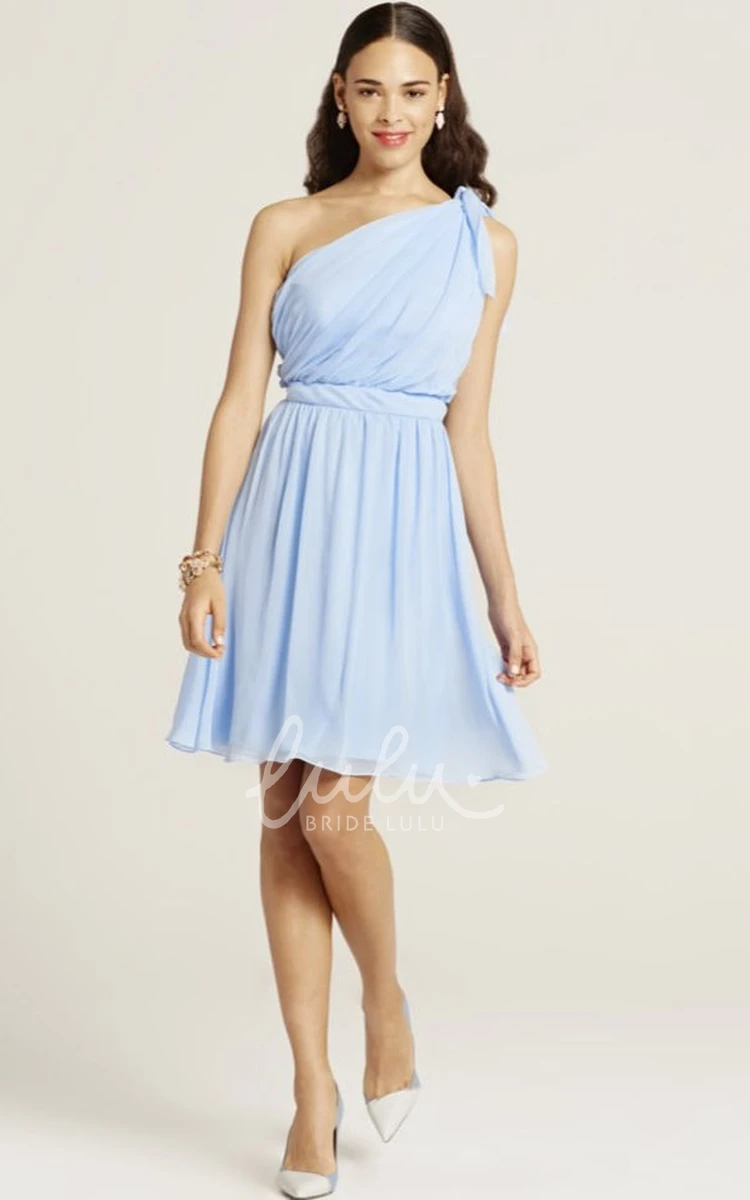 Sleeveless Ruched One-Shoulder Chiffon Bridesmaid Dress Elegant One-Shoulder Ruched Chiffon Bridesmaid Dress