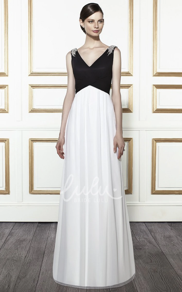 Sleeveless V-Neck Satin Wedding Dress with Epaulet and Deep-V Back Elegant Bridal Gown