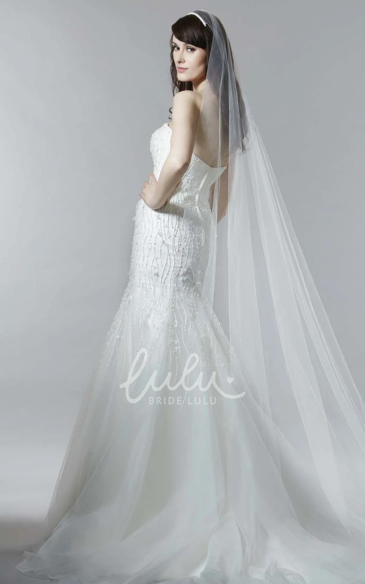 Sweetheart Beaded Mermaid Tulle Wedding Dress Maxi Length