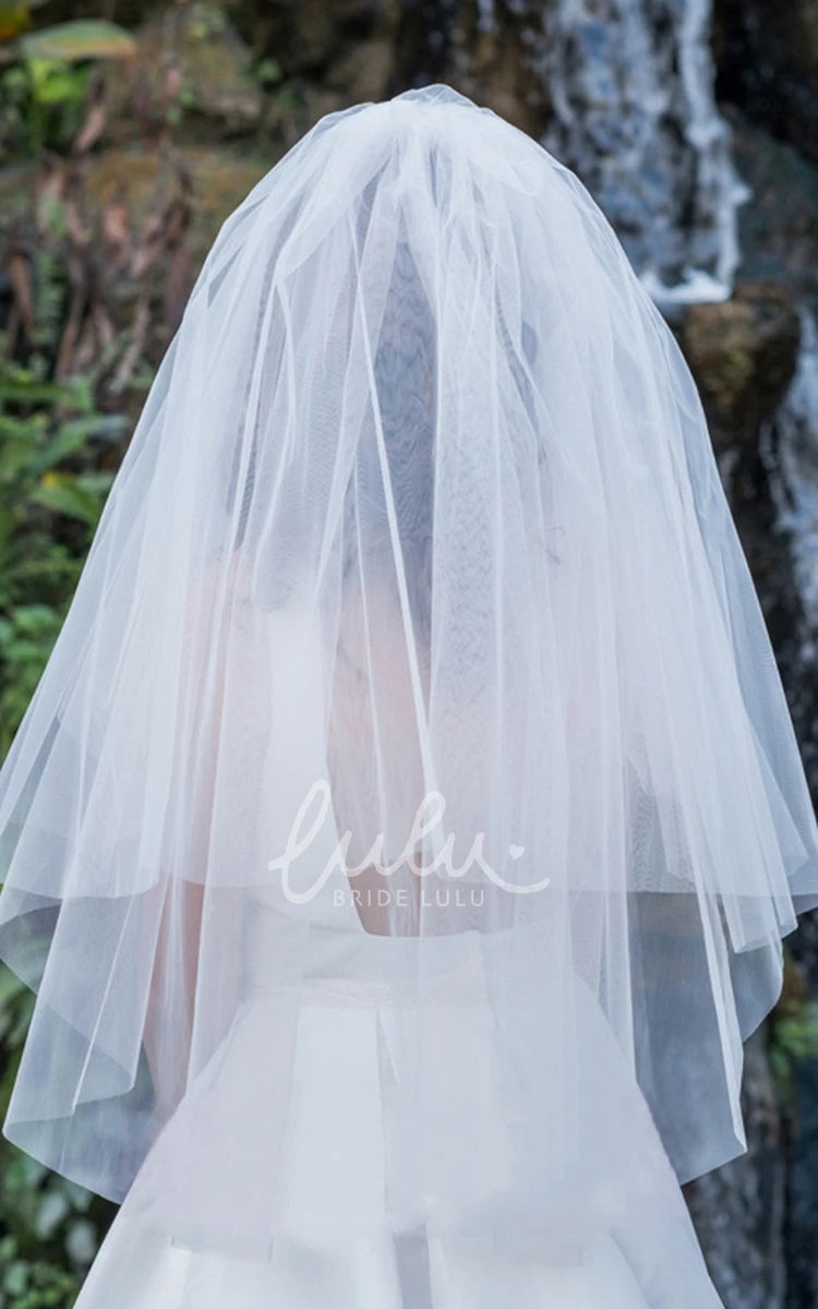Short Fluffy Double Layer Wedding Veil for Simplicity