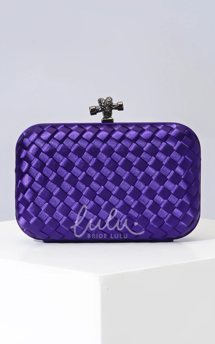 Woven Satin Clutch with Top Clasp