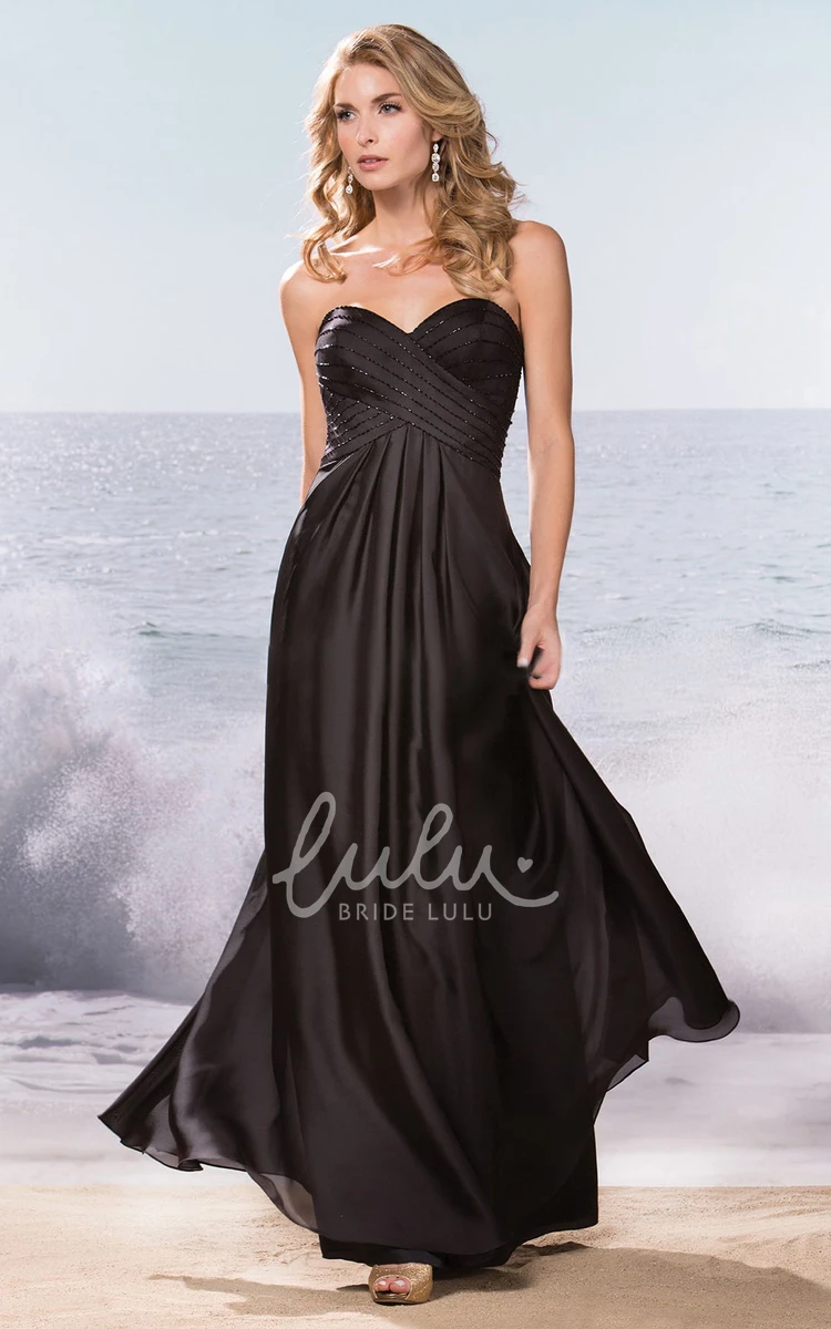 A-Line Gown with Ruched Bodice and Beadings Sweetheart Prom Dress