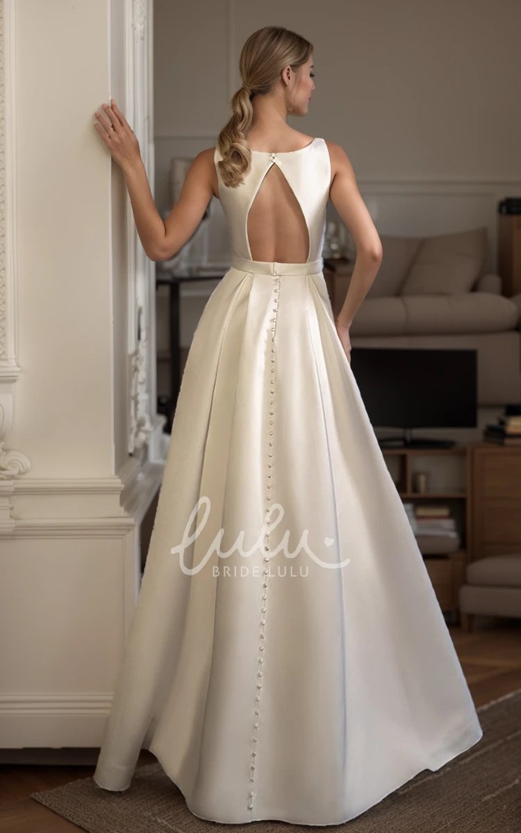 Classic Vintage A-Line High Low Wedding Dress for Mature Ladies Elegant Simple Asymmetric-Hem Vow Renewal Bridal Gown