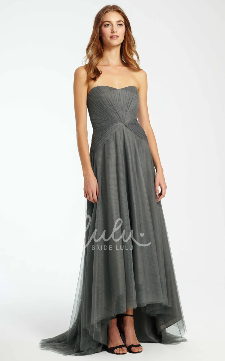 Ruched Chiffon Strapless Bridesmaid Dress Flowy and Elegant