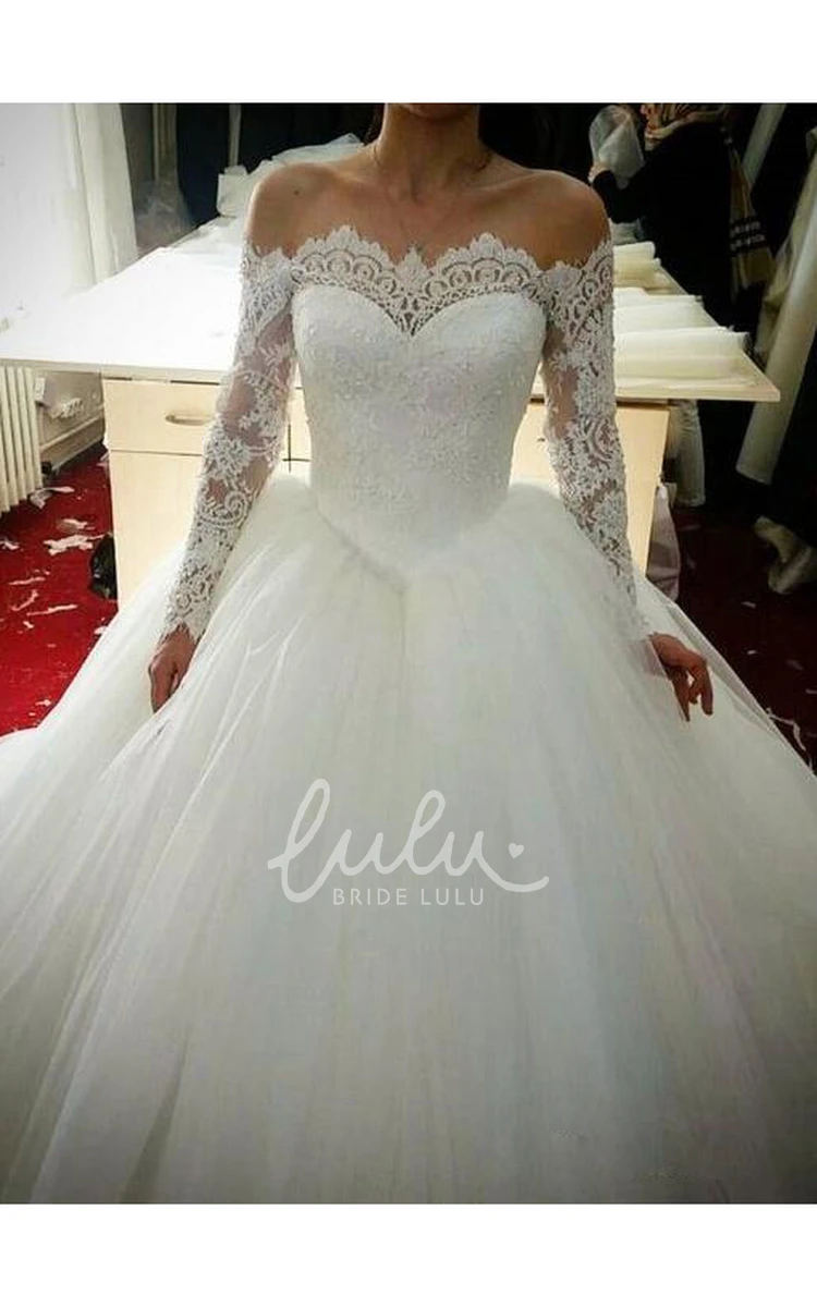 Off-shoulder Lace Tulle Wedding Dress Ball Gown Zipper 2025 Elegant