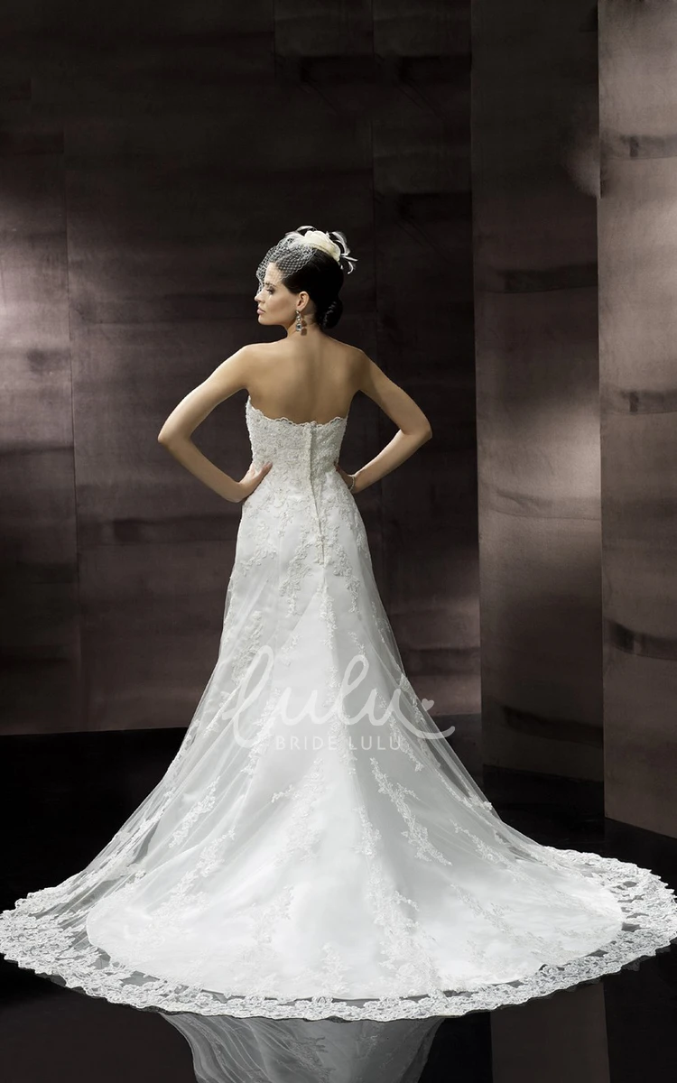 Lace Cap-Sleeve A-Line Wedding Dress With Court Train Elegant Women's Bridal Gown