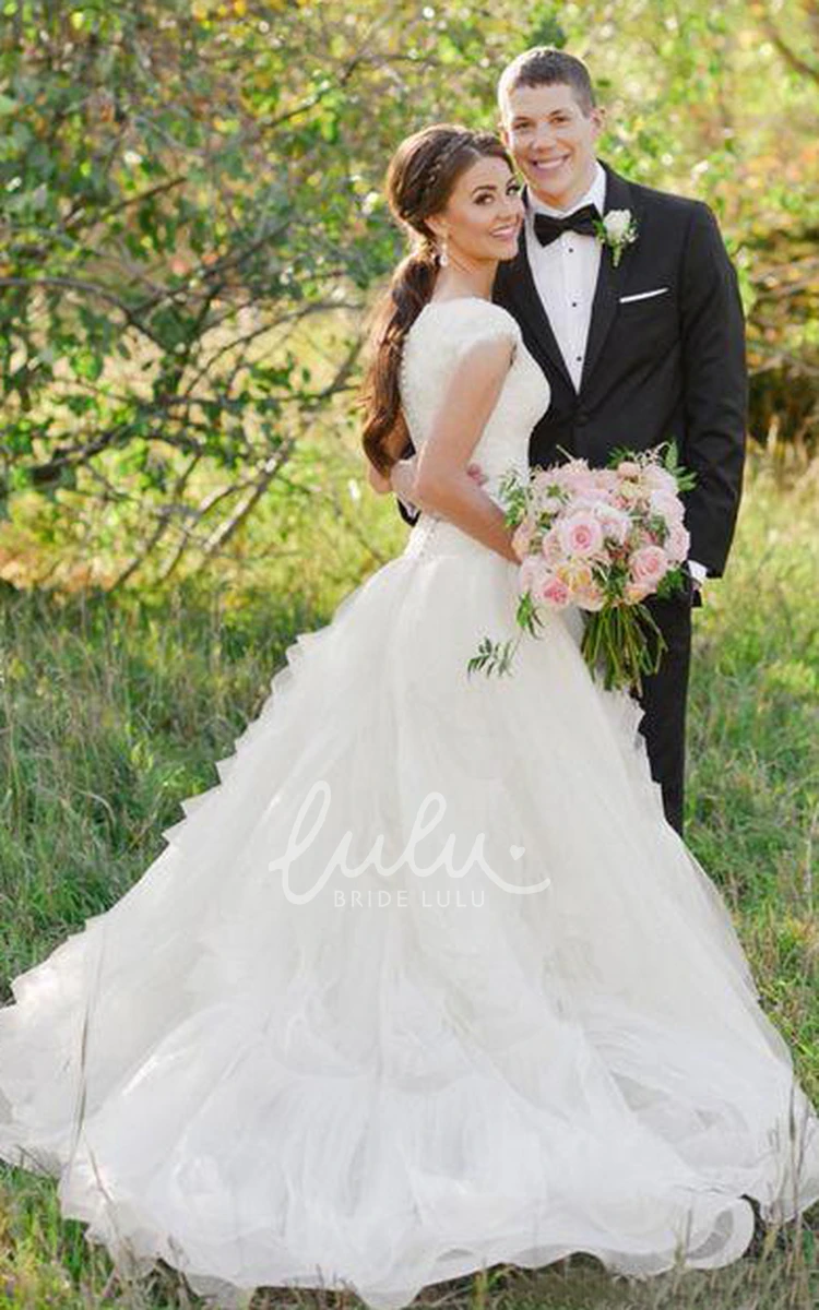 Queen Anne Lace A-Line Wedding Dress with Organza Skirt