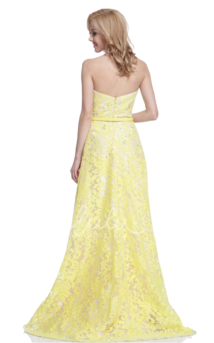 A-Line Lace Sweetheart Maxi Dress with Low-V Back for Formals