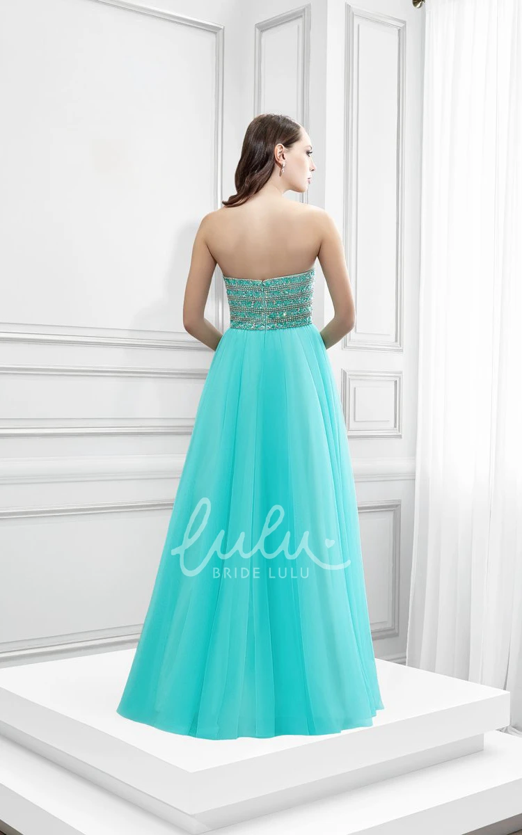 Sweetheart Beaded Tulle Prom Dress A-Line Maxi Style