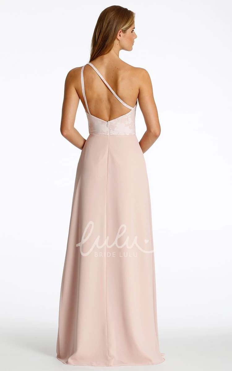 Appliqued One-Shoulder Chiffon Bridesmaid Dress with Straps Unique and Modern