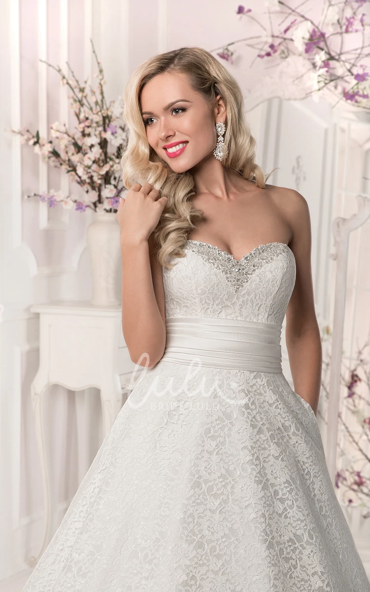 Crystal Lace A-Line Wedding Dress with Lace-up Back