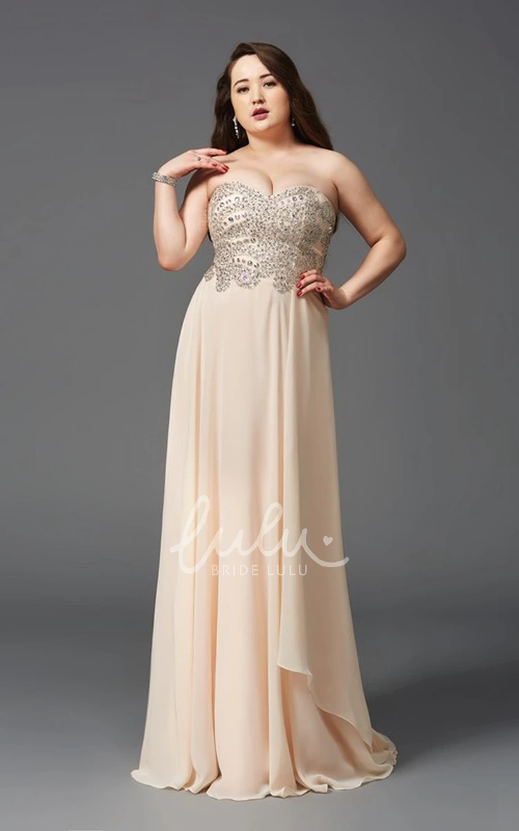 Sweetheart A-line Chiffon Bridesmaid Dress with Beading and Brush Train