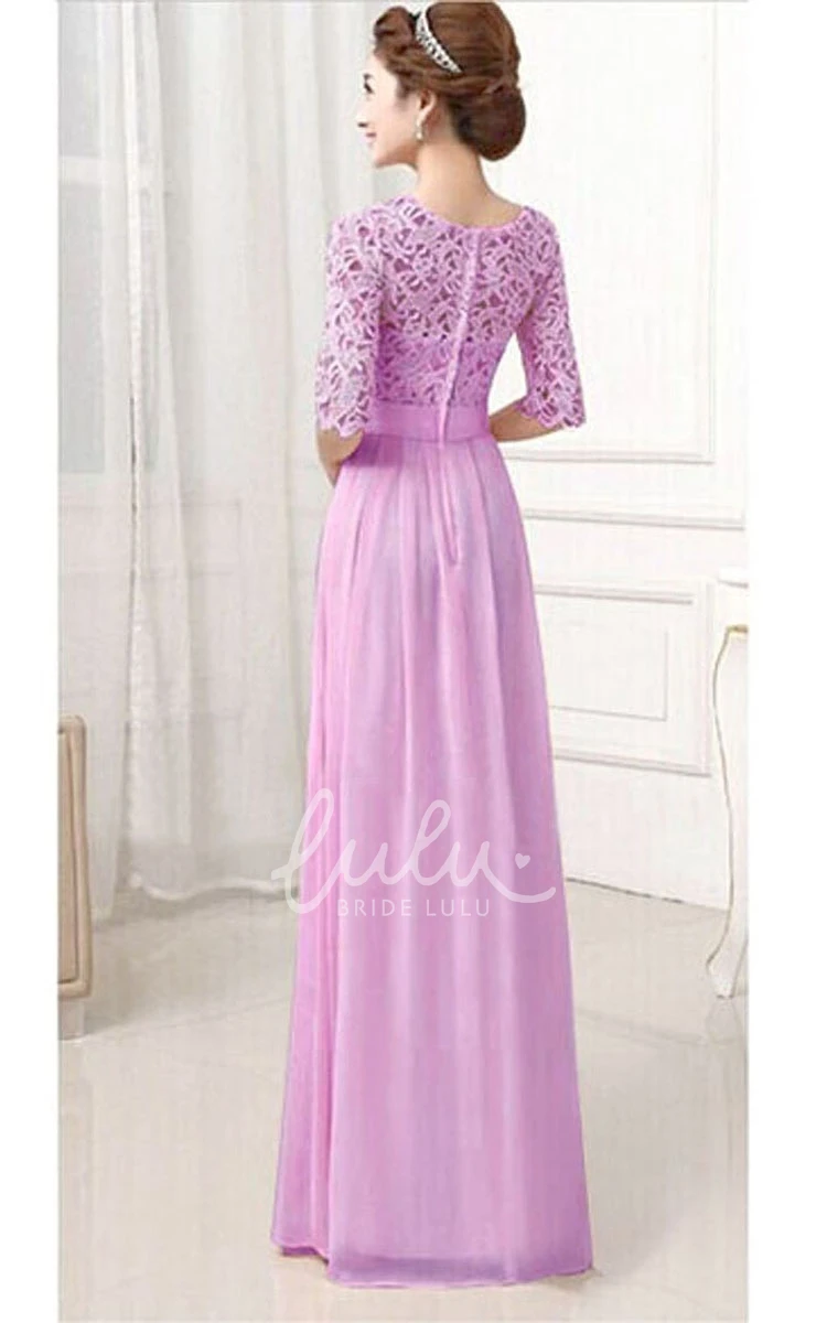 Appliqued Bodice Half-Sleeve Bridesmaid Dress