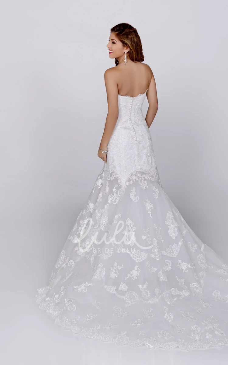 Sweetheart Lace Fit and Flare Wedding Dress with Dropped Waist Elegant Bridal Gown