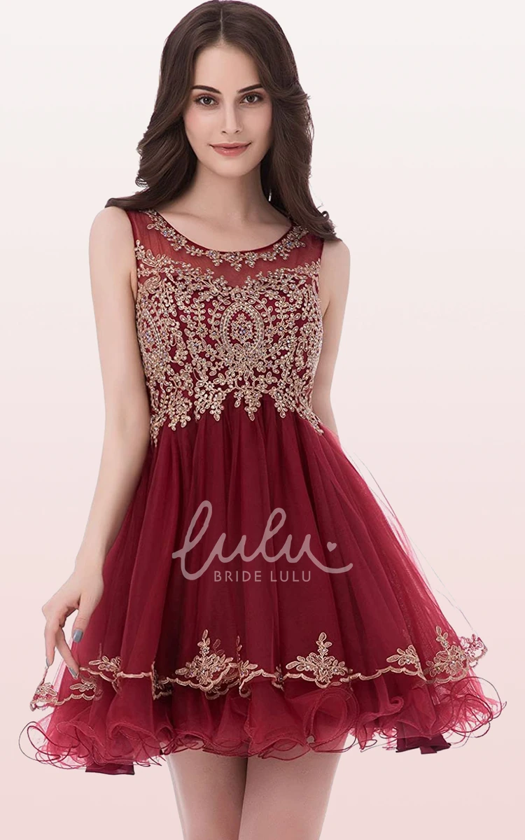 Sleeveless Tulle A-Line Homecoming Dress with Embroidery Romantic and Dreamy