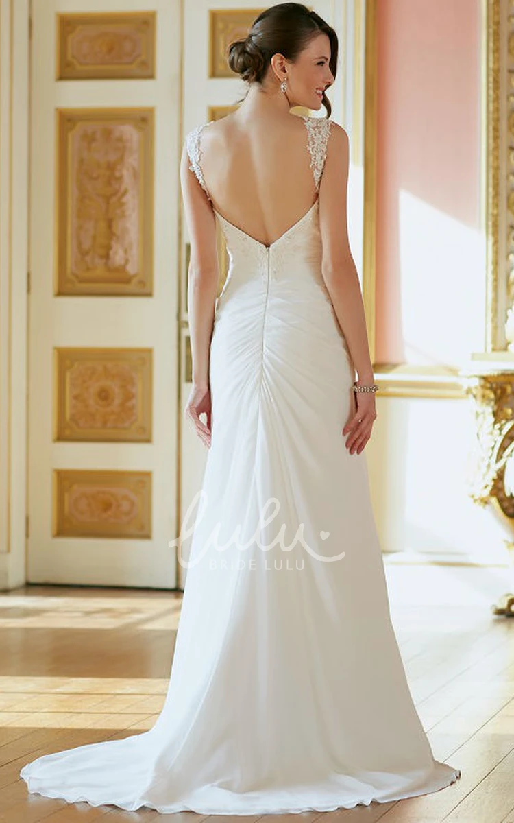 Chiffon Wedding Dress with Ruched Straps and Appliques