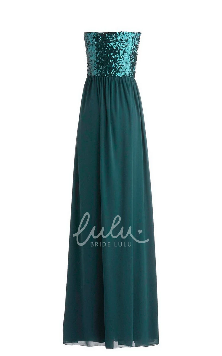 Sweetheart Pleated Chiffon Dress With Sequins