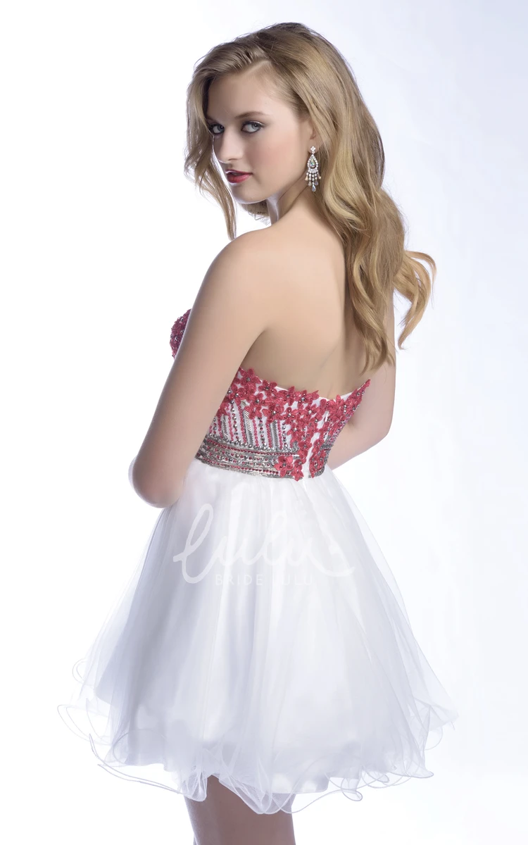 Mini Tulle Sweetheart Prom Dress with Floral Sequins and Beaded Bodice