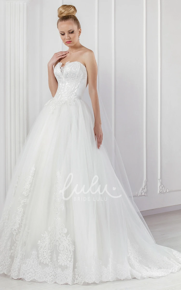 Strapless Tulle Ball Gown Wedding Dress with Corset Back