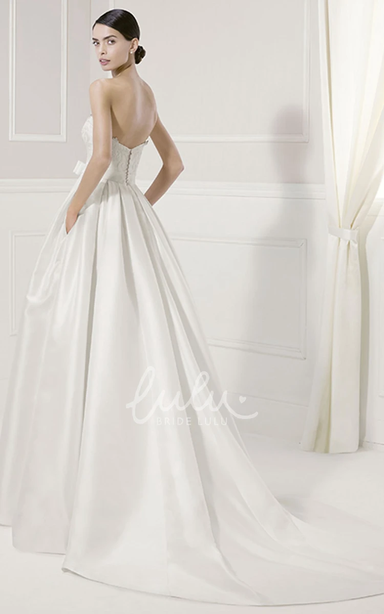 Lace Bodice Taffeta Wedding Dress With Removable Appliqued Top Classic Look