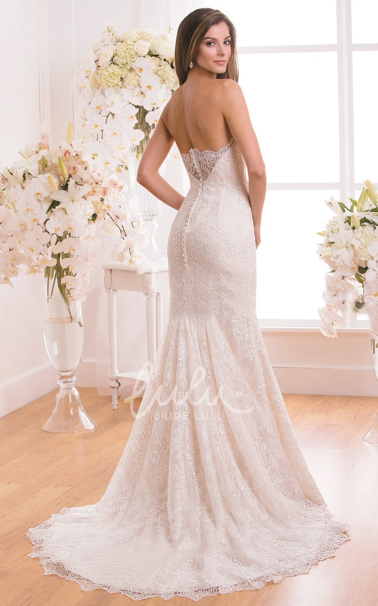 Lace-Appliqued Sweetheart Wedding Dress with Crystals Modern and Elegant