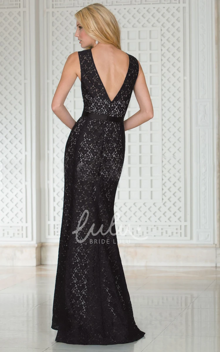 Lace Mermaid Bridesmaid Dress with High-Neck and Deep V-Back