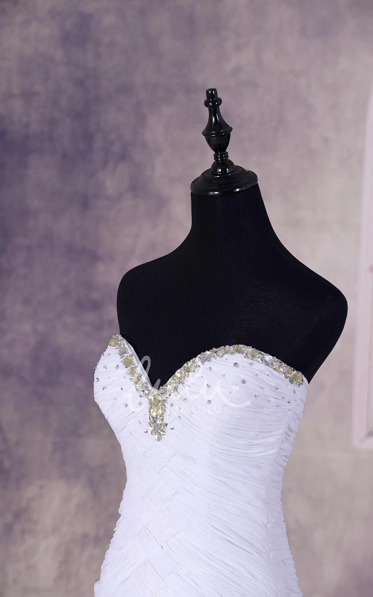 Sweetheart Chiffon Dress With Beading And Court Train