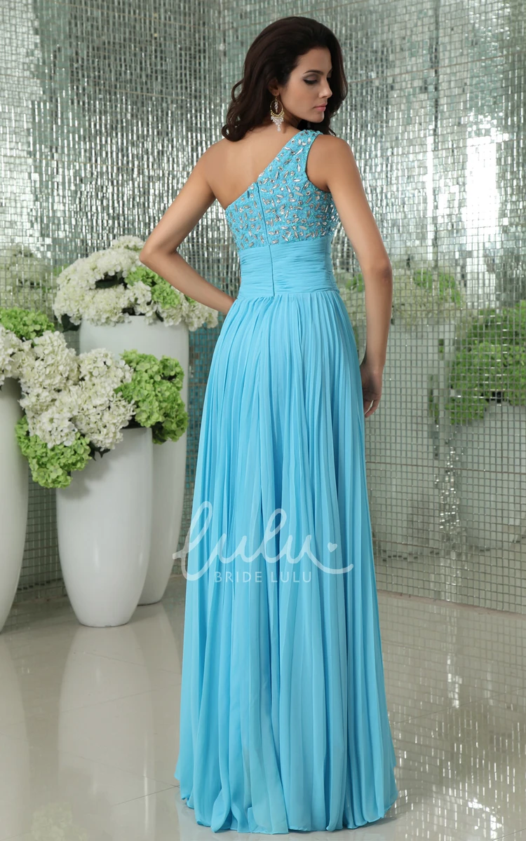 One Shoulder Sleeveless Chiffon A-Line Prom Dress with Beaded Detail Elegant 2024 Women's Dress