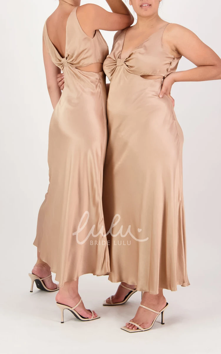 Sexy A Line Charmeuse Bridesmaid Dress with Bow Classy & Modern