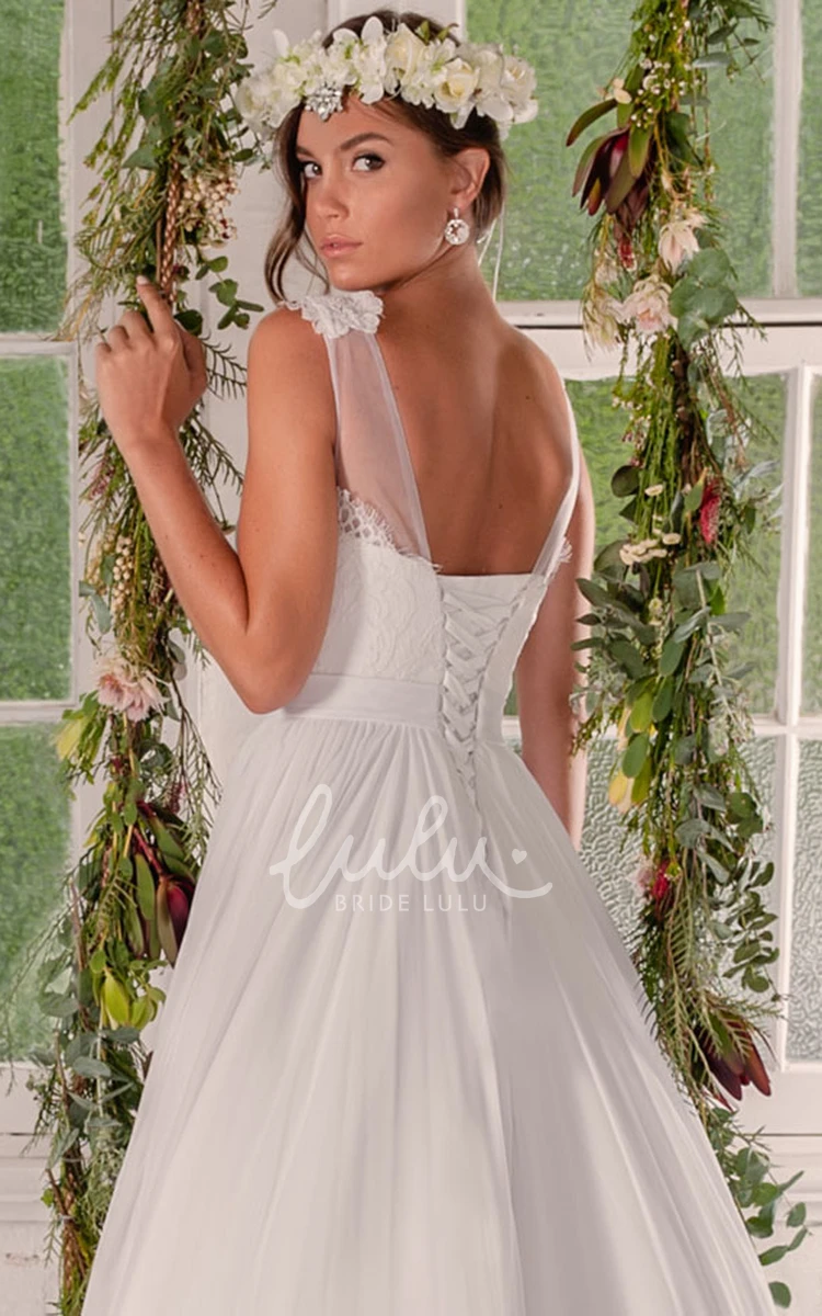 Sleeveless A-Line Wedding Dress Scoop-Neck Bridal Gown