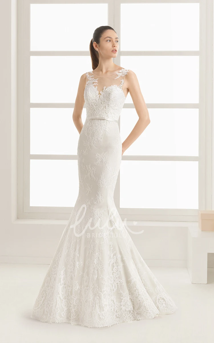 Illusion Back Mermaid Sleeveless Wedding Dress