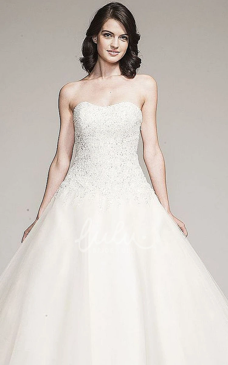 Beaded Tulle Ball Gown Wedding Dress with Strapless Neckline