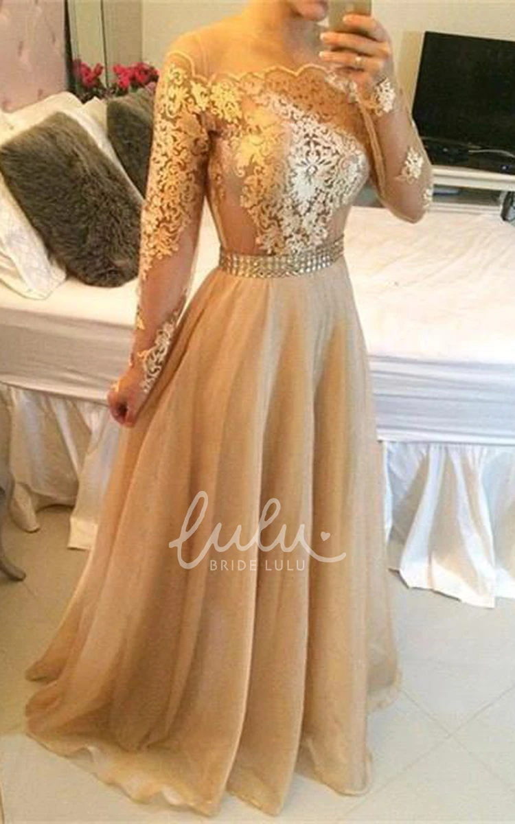 Stunning Long Sleeve A-Line Evening Gown with Unique Design
