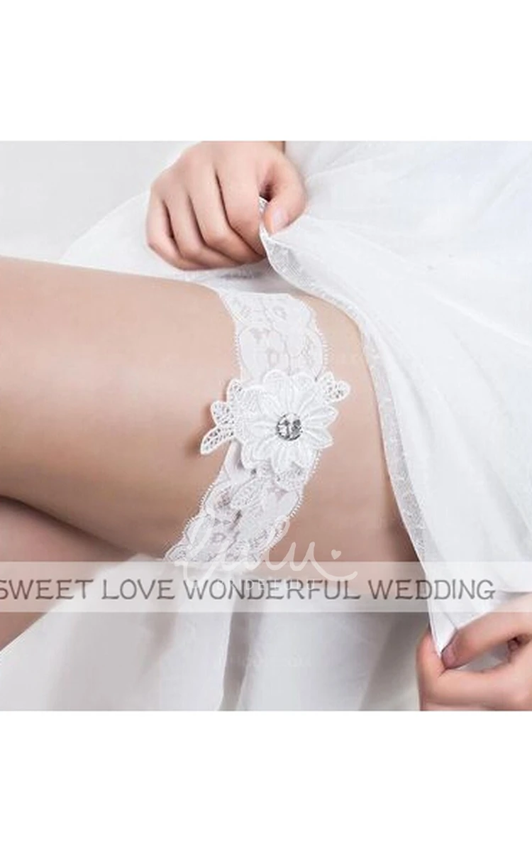 Fresh Flower Applique Bride Lace Garter Western Style & Stretchy