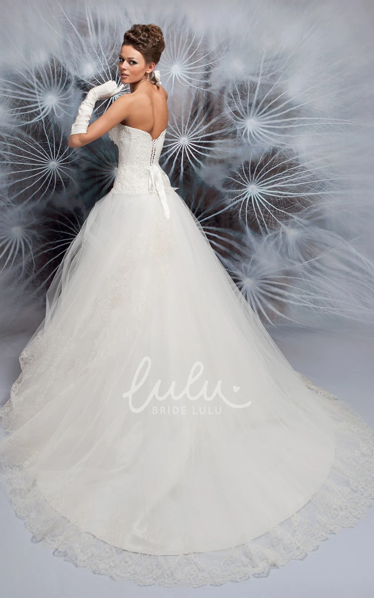 Sweetheart Ball-Gown Wedding Dress with Applique Detail and Floor-Length Train