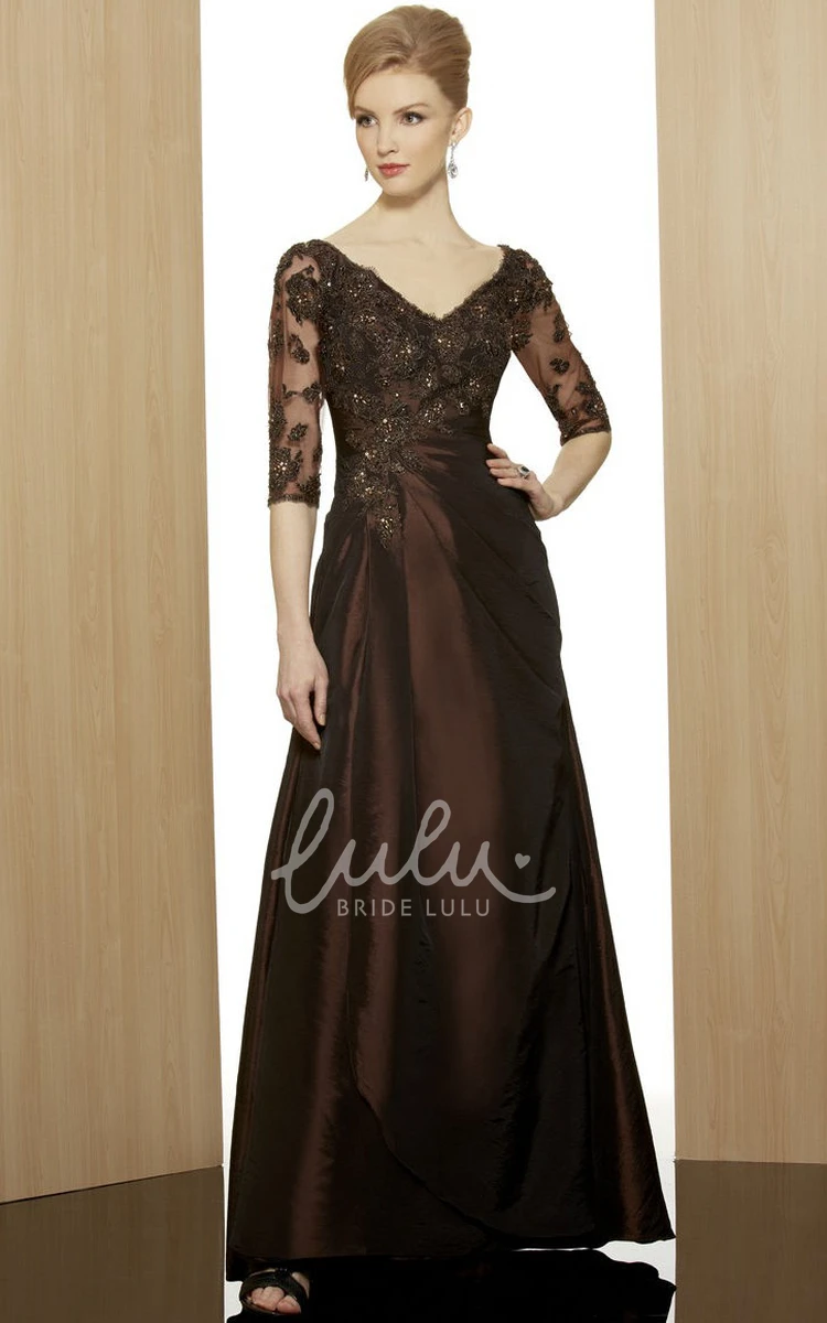 Ankle-Length Satin Sheath Formal Dress with Appliques and Beading