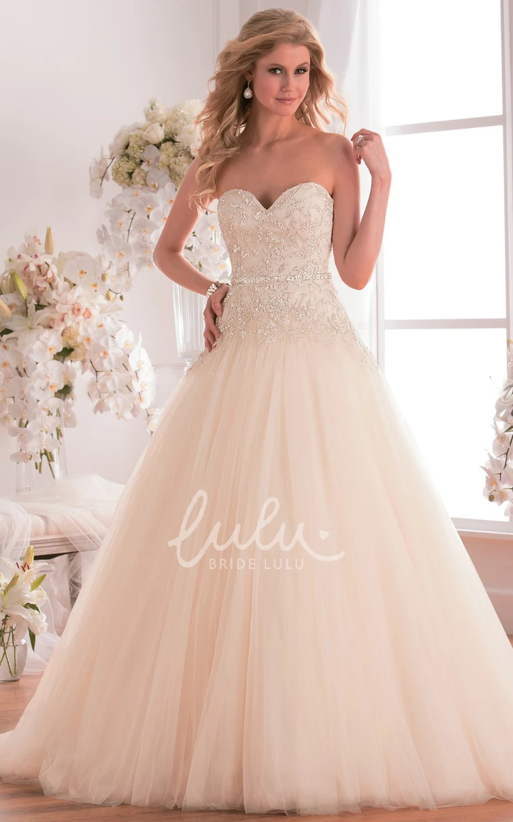 Ballgown with Crystal Bodice Sweetheart & Classy Wedding Dress