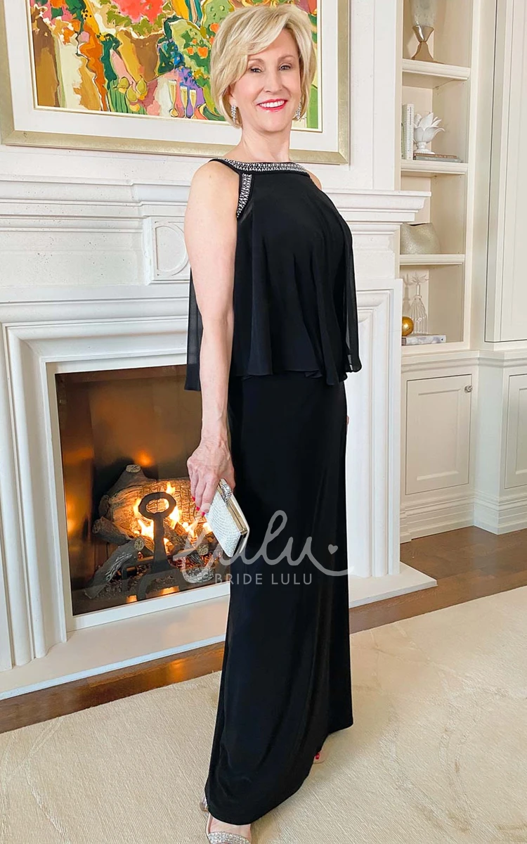 Chiffon Sheath Mother of the Bride Dress with Bateau Neckline Charming and Modern