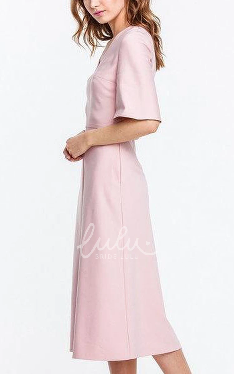 Bell Sleeve Tea-length Formal Dress with Trendy Style