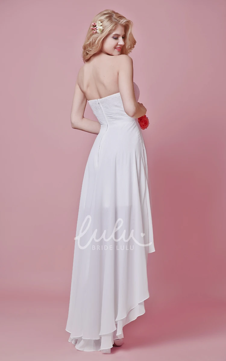 Open Back Empire Wedding Dress Strapless High-Low Simple 2024