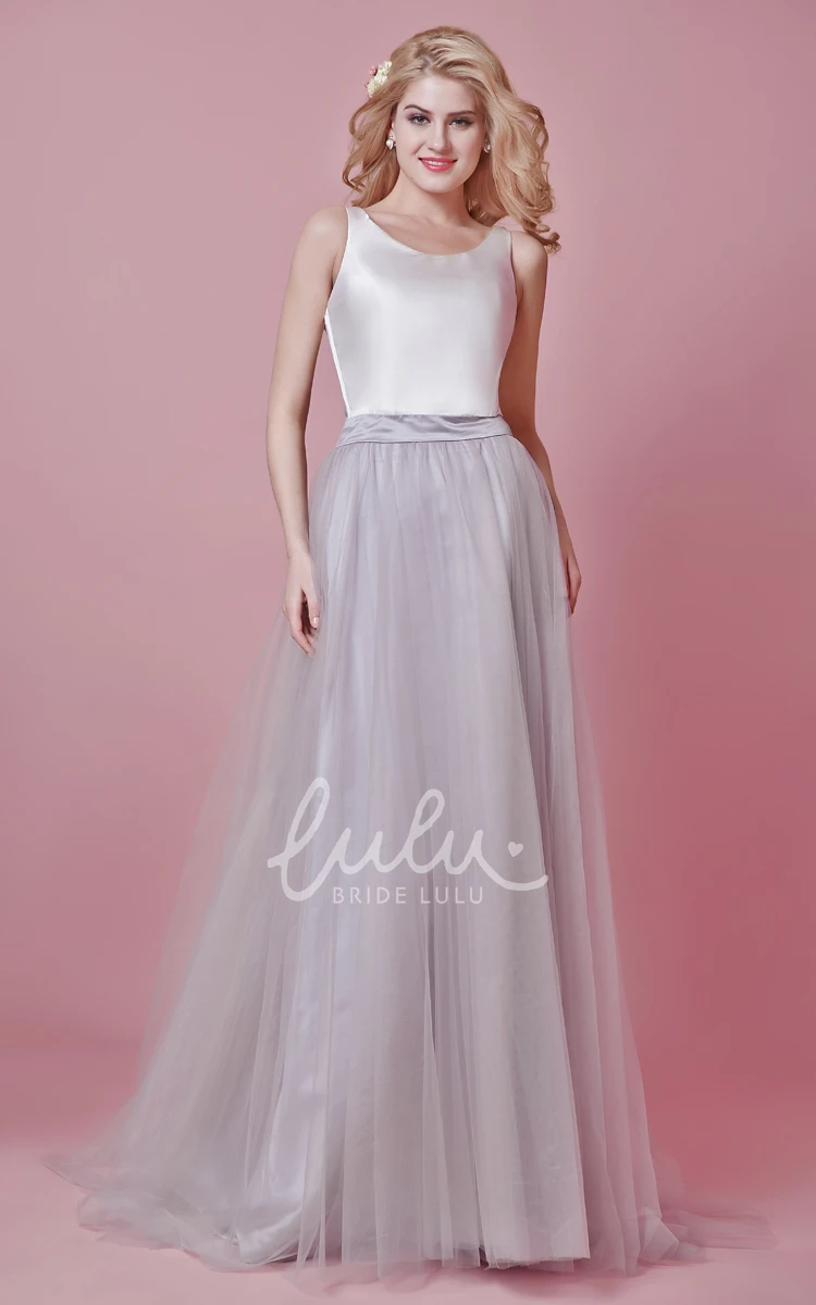 Long Sleeveless Tulle Colored Wedding Dress Modern & Unique