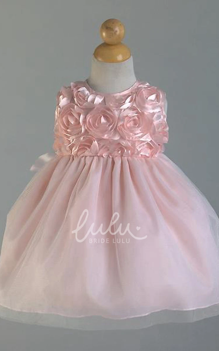 Tiered Tulle&Organza Flower Girl Dress Tea-Length Flowy Unique