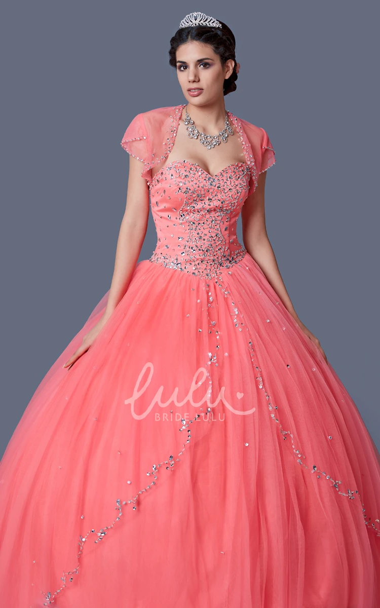 Princess Style Sweetheart Prom Ball Gown with Beading and Jacket Elegant & Classy