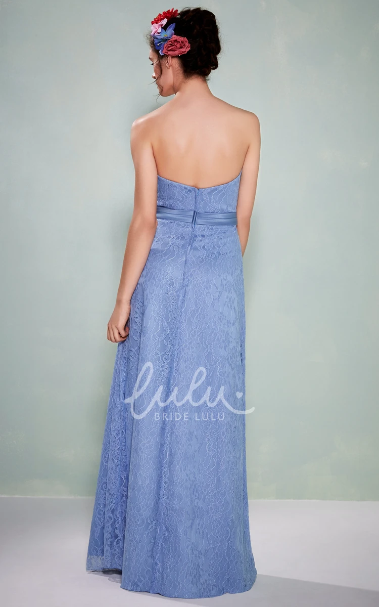 Lace Strapless Bridesmaid Dress with Side-Draping and Low-V Back